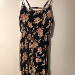 Dark blue with flowers dress